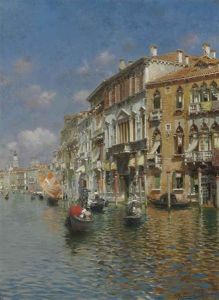 Gondolas On The Grand Canal, Venice by Rubens Santoro