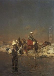 A Caravan At An Oasis