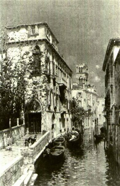 Venetian Side Canal At Mid-day - view 1
