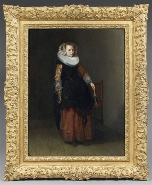 Portrait De Jeune Femme Tenant Un Gant - view 1