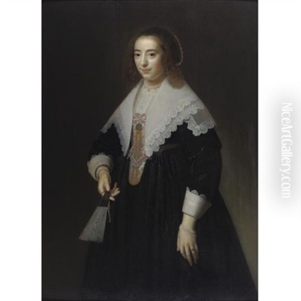 Portrait Of A Lady Holding A Fan - view 1