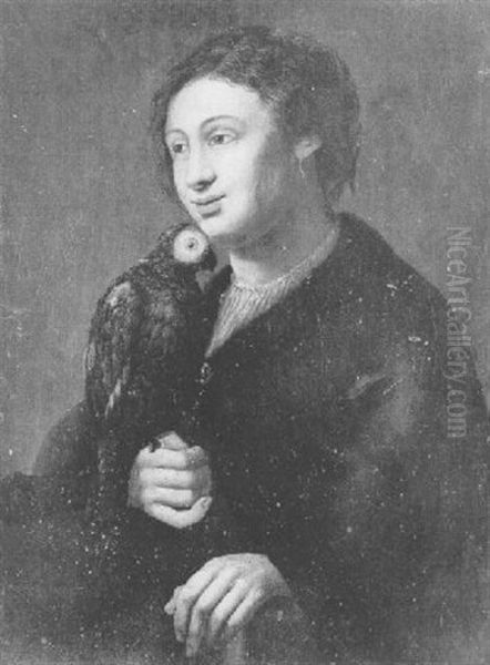 Portrait D'un Jeune Homme Tenant Un Perroquet - view 1
