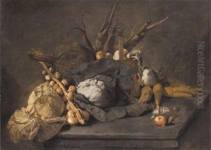 Nature Morte Aux Choux, Aux Oignons,carottes, Panais Et Pommes Toile.