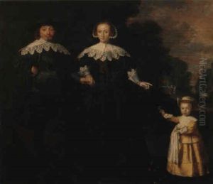 Portrait Of A Couple With Their Daughter In A Landscape Setting Portrait Of A Couple With Their Daughter In A Landscape Setting
