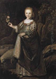 Jeune Fille Tenant Un Bouquet De Fleurs