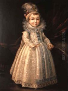 Portrait Of A Girl, Holding A Rattle And An Apple Portrait Of A Girl, Holding A Rattle And An Apple