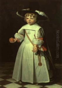 Portrait Of A Young Child Wearing A Black Dress Holding An Orange