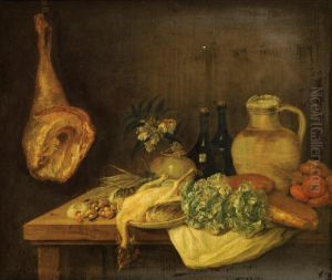Nature Morte Aux Choux, Volailles Et Bouteilles De Vin Sur Unentablement