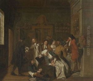 Trinkende Gesellschaft Im Salon by Philipp (Jacob Philipp van) Santvoort