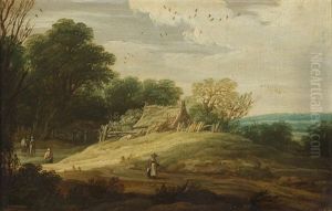 A Wooded Dune Landscape With Travellers by Pieter Dircksz van Santvoort