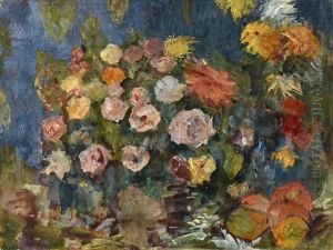 Still Life With Flowers And Fruit by Nikolai Nikolaevich Sapunov