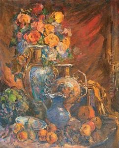 Nature Morte Aux Roses by Nikolai Nikolaevich Sapunov