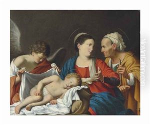 The Madonna And Child With Saint Anne And An Angel by Carlo Saraceni