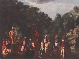 A Wooded Landscape With St. John The Baptist Preaching by Carlo Saraceni
