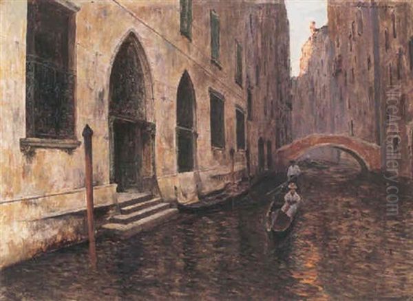 A View Of A Gondola On A Venetian Canal - view 1
