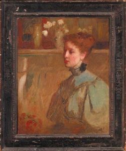 Portrait Of Flora Priestley In A Blue Dress, In An Interior by John Singer Sargent