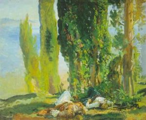 Two Figures Resting Beneath Trees by John Singer Sargent