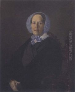 Portait Of A Lady, Seated, In A Blue Bonnet And Black Cloak thumbnail