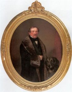 Halbfiguriges Portrait Eines Russischen Barons Mit Hund