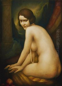 Woman With A Pearl Necklace by Leonard Sarluis