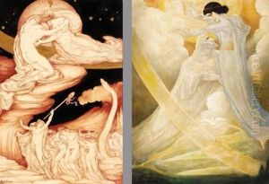La Creation Du Monde (set Of 5, 2 Oil On Card) by Leonard Sarluis