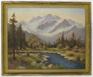 Mountain Landscape With River by Herbert Sartelle
