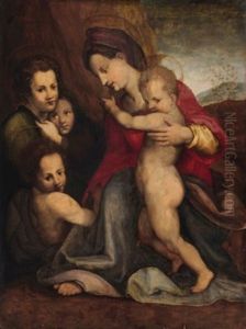 The Madonna And Child With The Infant Saint John The Baptist And Two Angels by Andrea Del Sarto