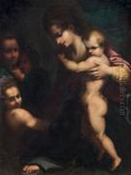 Vierge A L"enfant Avec Le Petit Saint Jean-baptiste Et Deux Anges - view 1