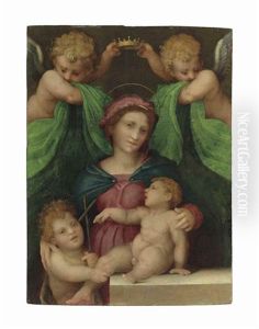 The Madonna And Child With The Infant Saint John The Baptist And Two Angels by Andrea Del Sarto