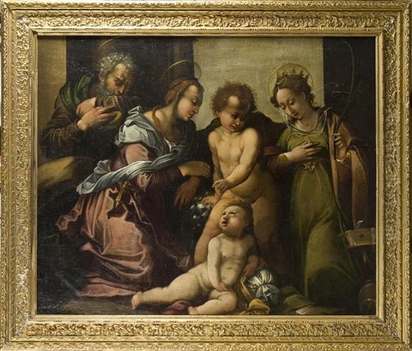 Madonna Con Bambino, San Giuseppe, San Giovannino E Una Santa - view 1