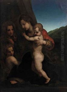 The Virgin And Child With The Infant Saint John The Baptist And Angels by Andrea Del Sarto