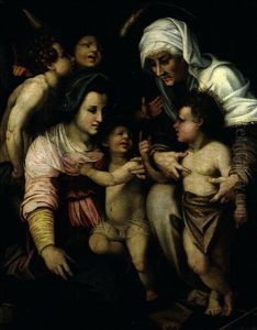 La Vierge A L'enfant Avec Sainte Anne Et Saint Jean-baptiste Entoures De Deux Anges