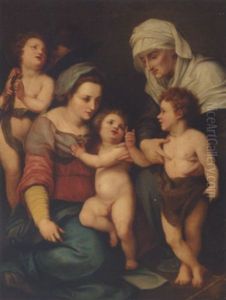Maria Og Elisabeth Med Jesus Og Johannes by Andrea Del Sarto