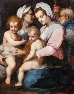 The Holy Family With Saint Elizabeth And The Infant Saint John The Baptist by Andrea Del Sarto