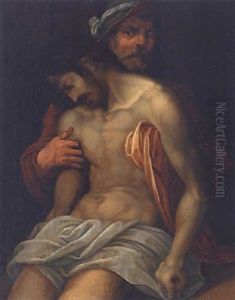 Joseph Von Arimathaa Halt Und Zeigt Den Toten Christus by Andrea Del Sarto
