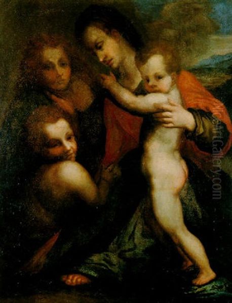 Madonna Mit Kind, Dem Johannesknaben Und Engeln - view 1