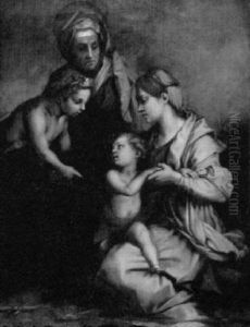 Madonna Und Jesus Mit Dem Johannesknaben Und Der Heiligen Elisabeth by Andrea Del Sarto
