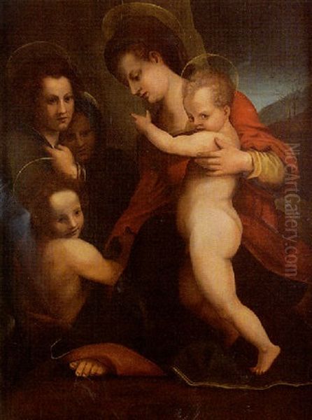 La Vierge, L'enfant Jesus, Saint Jean Baptiste Enfant, Saint Jean Evangeliste Et Saint Anne - view 1