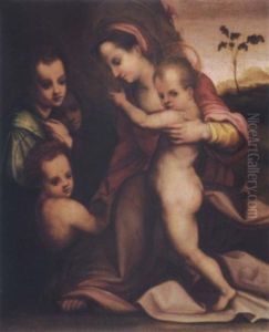 Madonna And Child With The Infant Saint John And Two Angels by Andrea Del Sarto