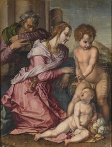 The Holy Family With The Infant Saint John The Baptist by Andrea Del Sarto