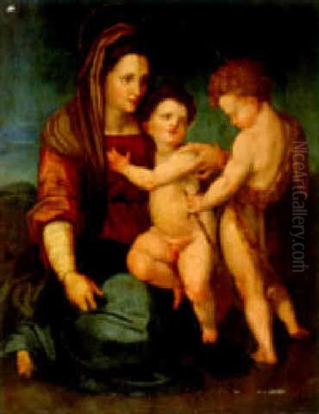 Maria, Jesus Mit Johannes Dem Taufer In Einer Landschaft - view 1