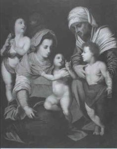Maria Und Elisabeth Mit Dem Christusknaben Und Dem Kleinen Johannes by Andrea Del Sarto