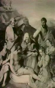 The Pieta With Ss. John Mary Magdalene Catherine Peter And Paul by Andrea Del Sarto