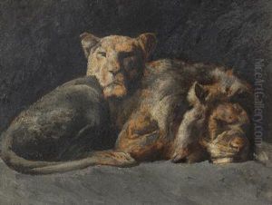 Studio Di Leoni In Riposo by Giulio Aristide Sartorio