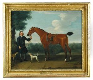 Bay Malton (1760-1786), A Bay Racehorse Owned By The Marquis Of Rockingham, Held By His Groom, With Two Greyhounds Alongside by Francis Sartorius