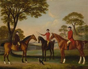 Portrait Of John Stanford Perrot (1704-1768), William Parker Of Upton Cheney (1745-1789), And Sir Robert Jansen On Horseback by Francis Sartorius