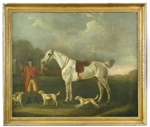 A Huntsman, With Grey Hunter And Hounds