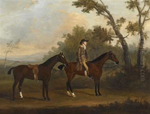 A Mounted Groom Leading Another Horse by Francis Sartorius