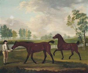 A Groom And Two Favourite Hunters by Francis Sartorius