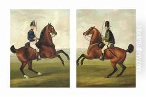 A Yeomanry Officer On Horseback And A German Hussar On Horseback (pair) by Francis Sartorius